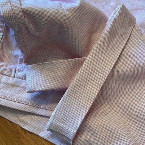 Sz 32 Brax Mia Turn Up peachy pink micro checked straight  leg zippered pants - Picture 12 of 16